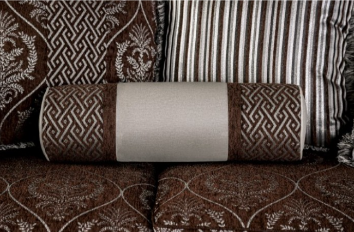 Navarre Traditional Chenille Rolled Arm Sofa - Brown