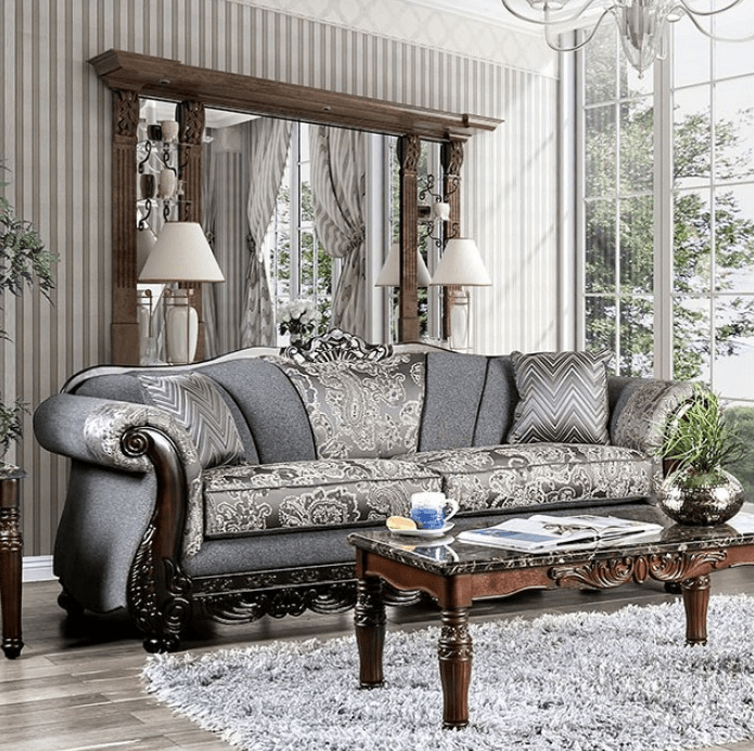 Newdale Traditional Chenille Rolled Arm Sofa - Gray