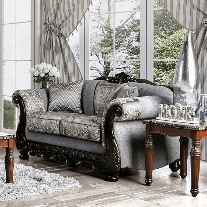 Newdale Traditional Chenille Rolled Arm Sofa - Gray