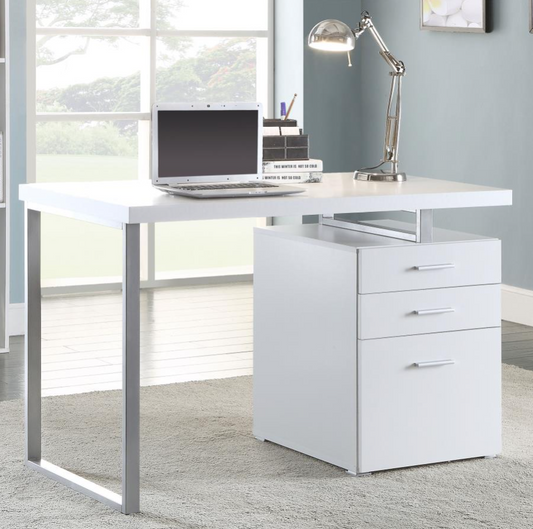 Hilliard 3-Drawer Modern White Office Desk
