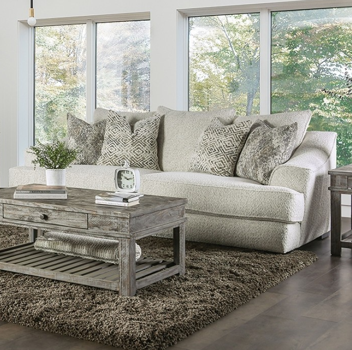 Moorpark Contemporary Off-White Boucle Sofa