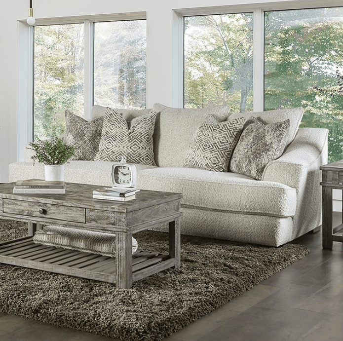 Moorpark Contemporary Off-White Boucle Sofa & Loveseat Set