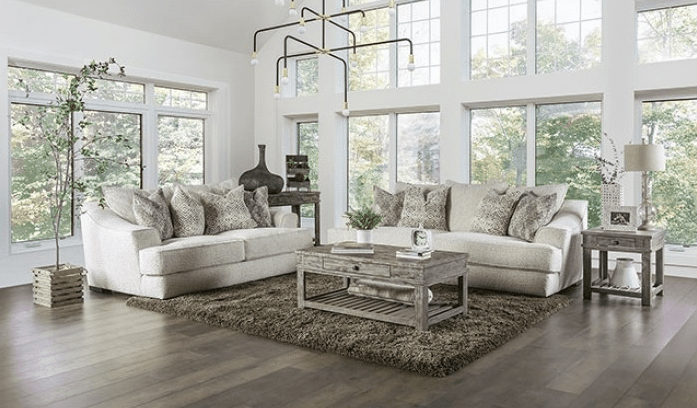 Moorpark Contemporary Off-White Boucle Sofa & Loveseat Set