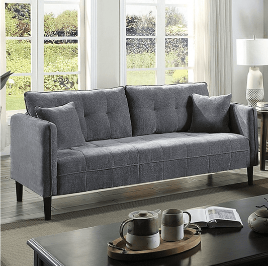 Lynda Contemporary Sofa & Loveseat Set in Dark Gray Chenille