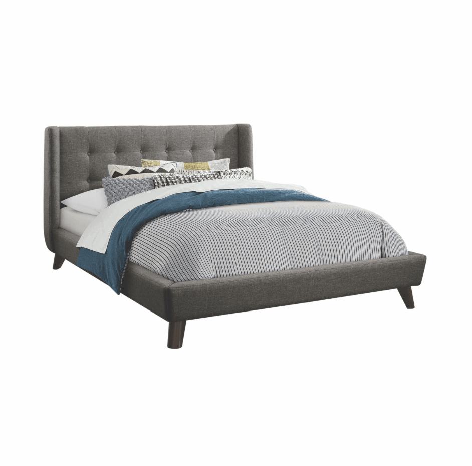 Carrington Mid-Century Modern Button Tufted King Bed Grey