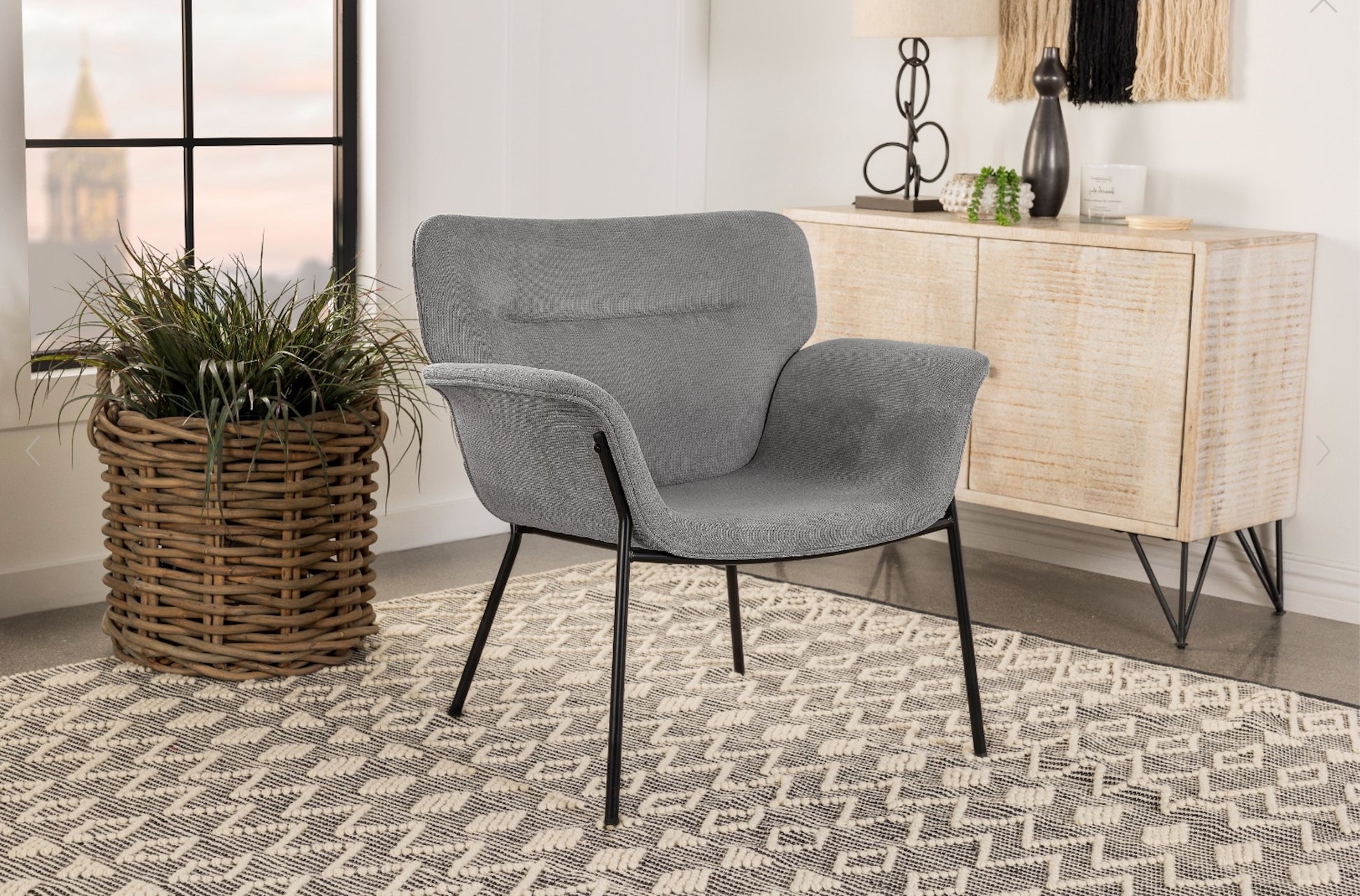 Davina Upholstered Flared Arms Accent Chair Ash Grey