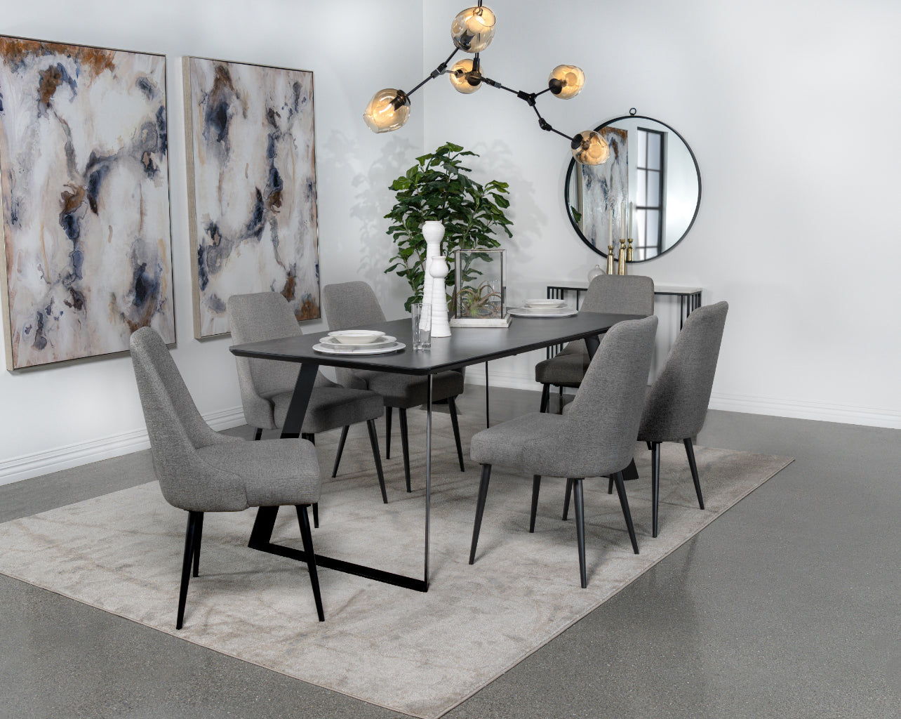 Smith 7-Piece Dining Set with Faux Marble Top