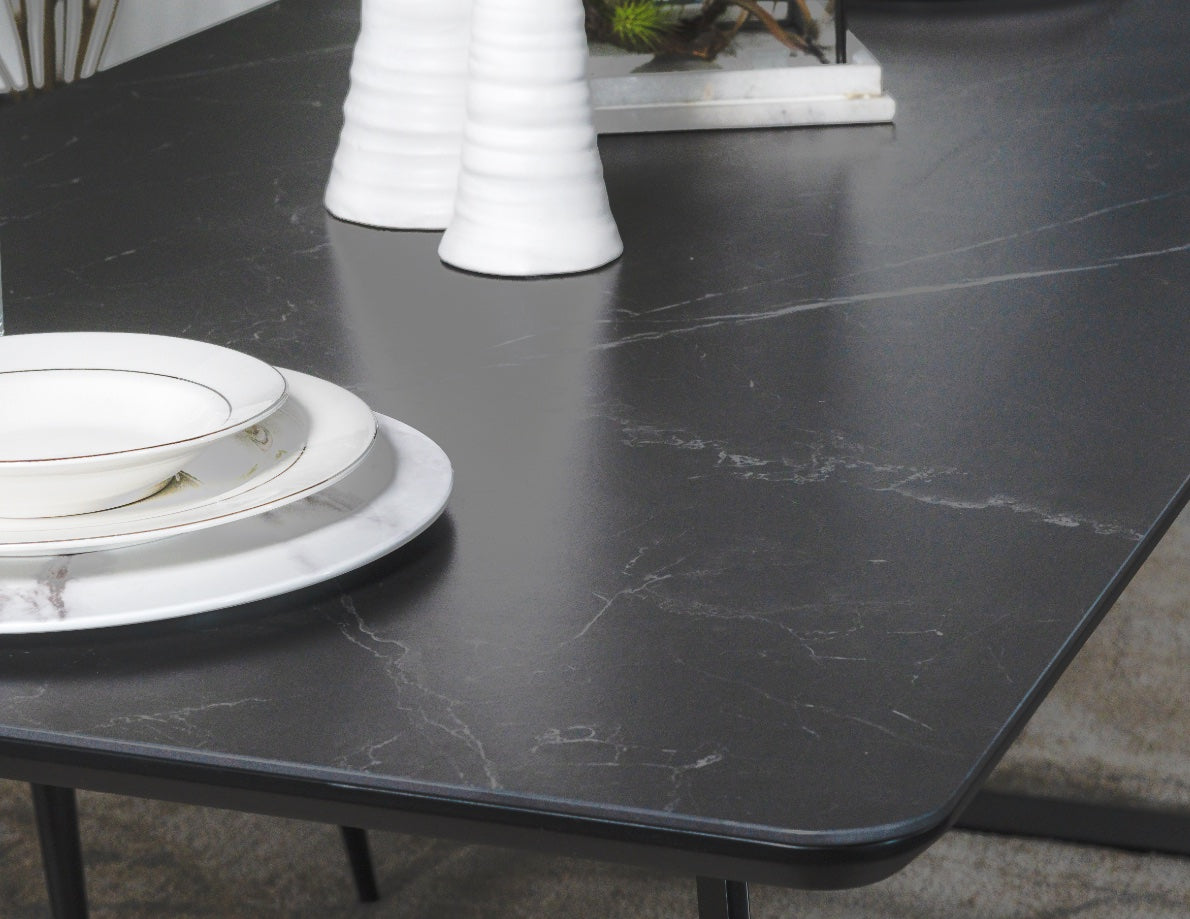 Smith 7-Piece Dining Set with Faux Marble Top