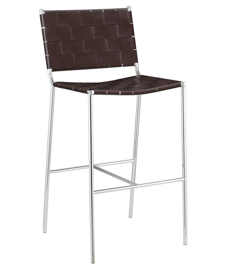 Adelaide Upholstered Bar Stool With Open Back Brown And Chrome