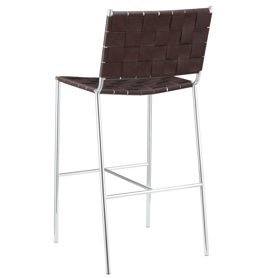 Adelaide Upholstered Bar Stool With Open Back Brown And Chrome