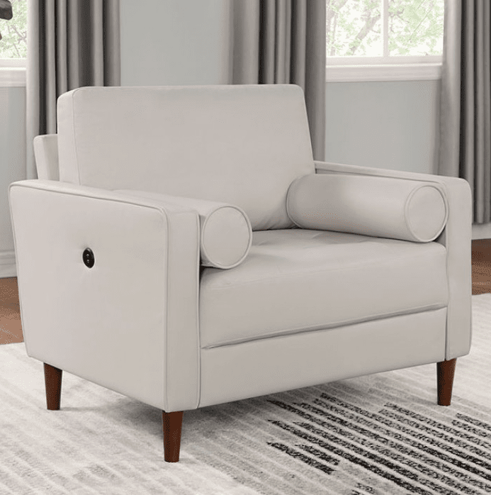 Horgen Mid-Century Modern Living Room Chair - Off-White