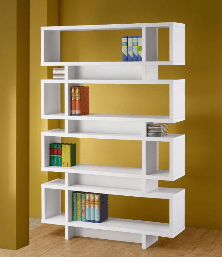 Reid Modern 4-Tier Open Back Bookcase in White