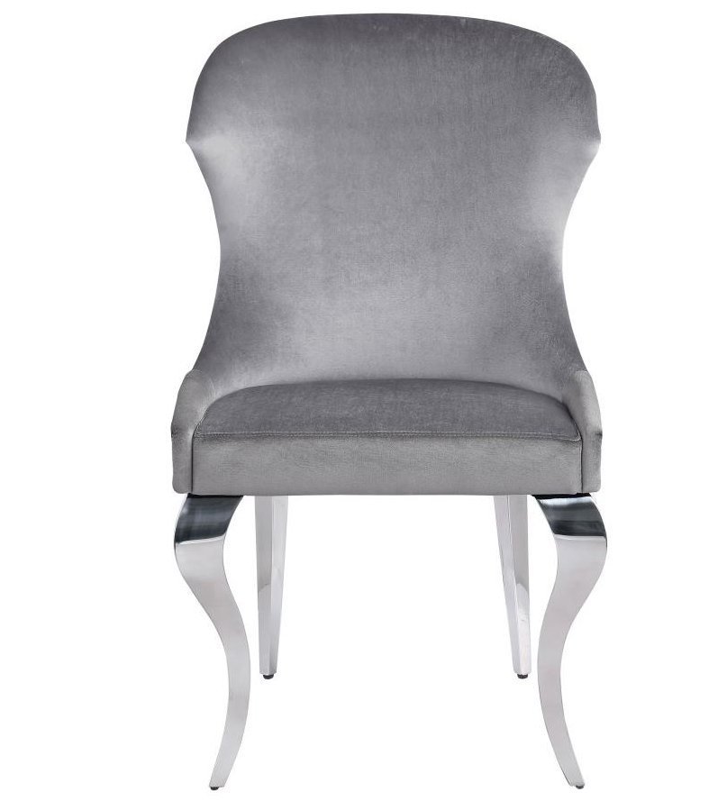 Cheyanne Upholstered Wingback Side Chair with Nailhead Trim Chrome and Grey Set of 2