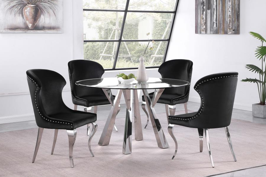 Cheyanne Modern Round Dining Set with Wingback Chairs