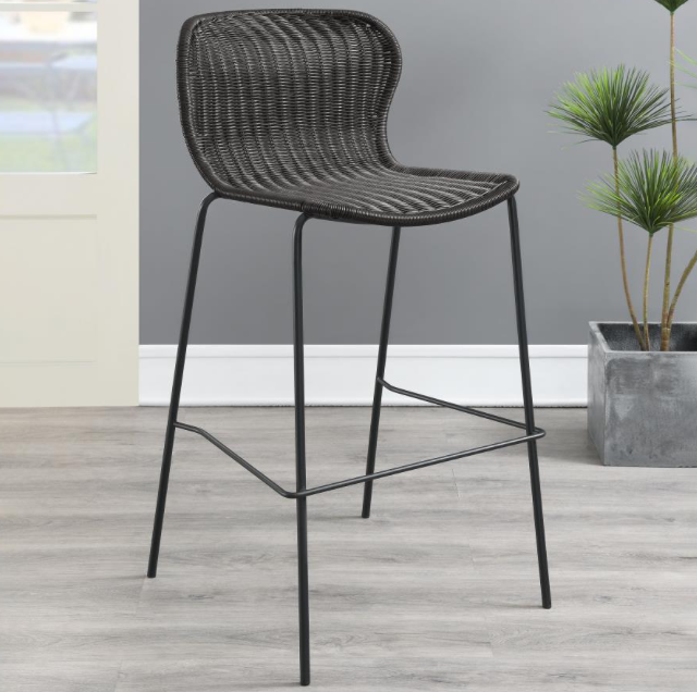 Mckinley Upholstered Bar Stools with Footrest Set of 2 Brown and Sandy Black