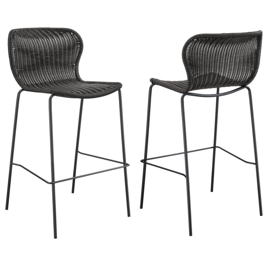 Mckinley Upholstered Bar Stools with Footrest Set of 2 Brown and Sandy Black