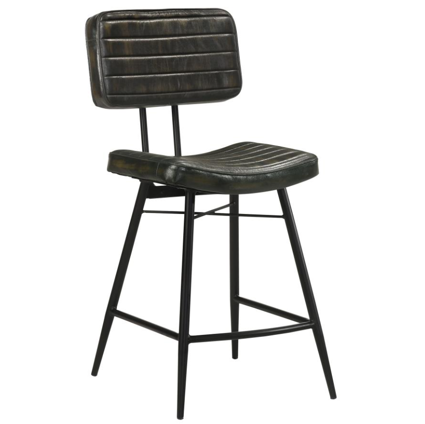 Partridge Leather Counter Height Stool in Espresso- Set of 2 Chairs