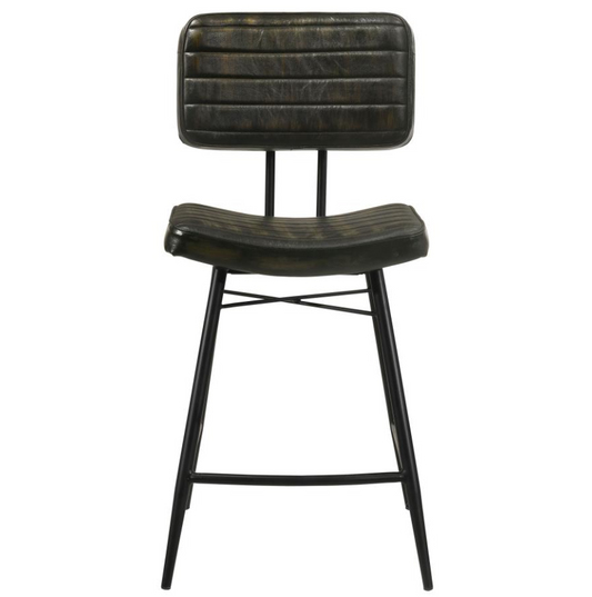 Partridge Leather Counter Height Stool in Espresso- Set of 2 Chairs
