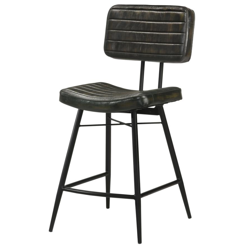 Partridge Leather Counter Height Stool in Espresso- Set of 2 Chairs