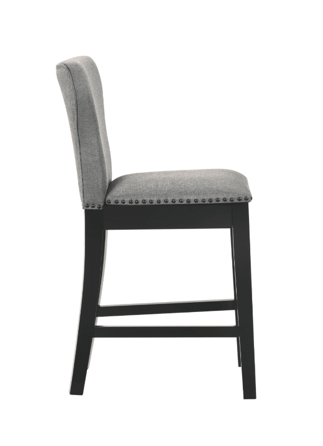 Ralland Upholstered Solid Back Counter Height Stools With Nailhead Trim Set Of 2 Grey And Black