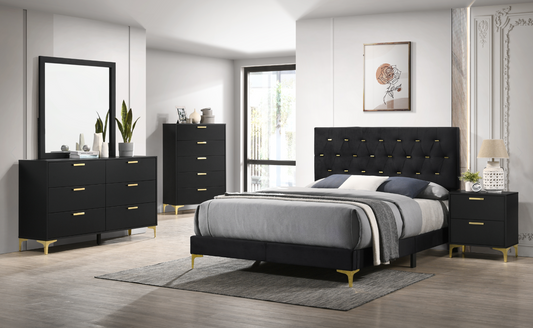 Kendall 4-Piece King Bedroom Set - Black & Gold