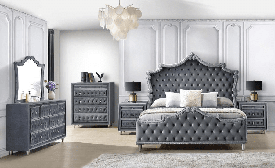 Antonella Upholstered Tufted Eastern King Bed Grey