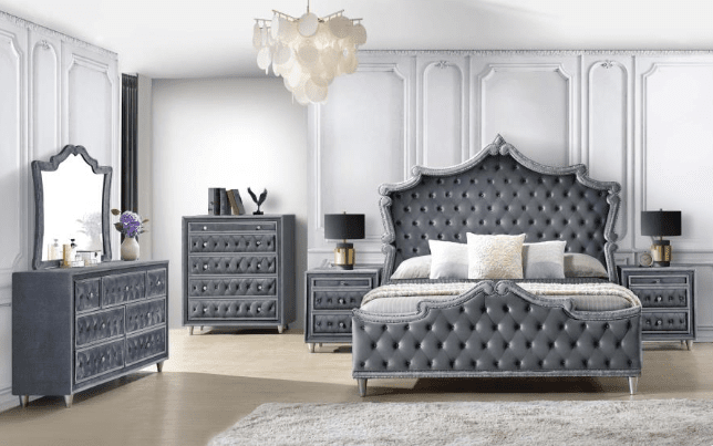 Antonella 7-Drawer Upholstered Dresser - Gray