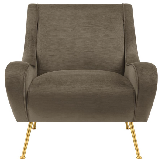 Ricci Upholstered Saddle Arms Accent Chair Truffle and Gold