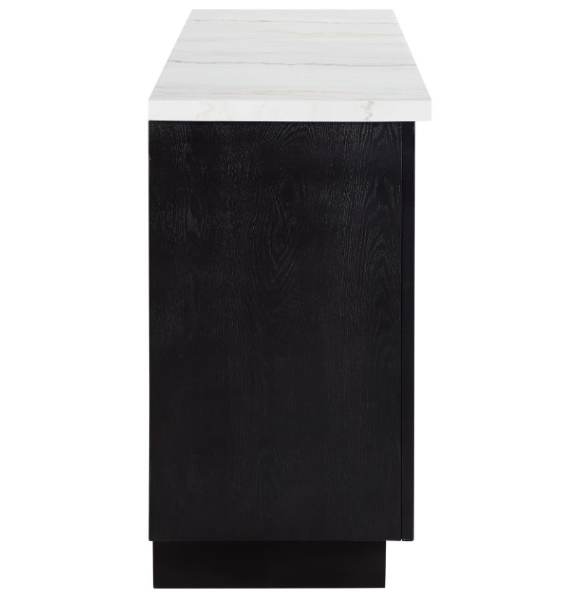 Sherry 3-drawer Marble Top Dining Sideboard Server White and Rustic Espresso