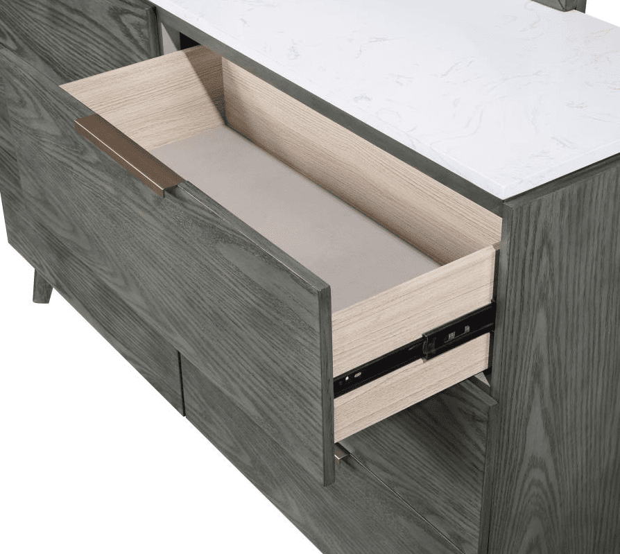 Nathan 2-drawer Nightstand with USB Port White Marble and Grey