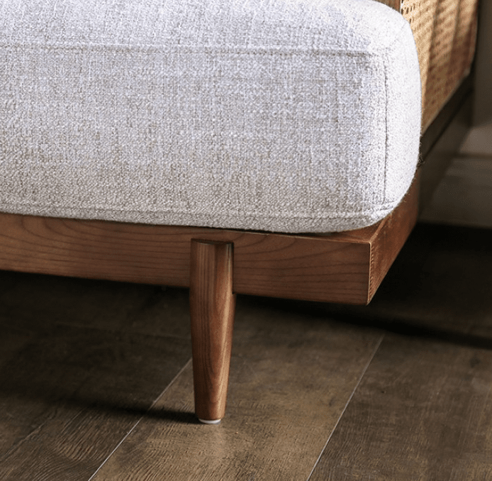 Alesund Mid-Century Modern Chair with Rattan Accents - Beige & Walnut