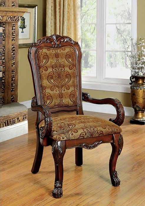 Medieve Traditional Dining Arm Chair i Set of 2 - Brown Cherry