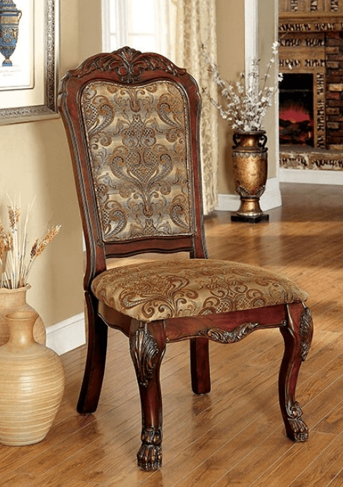 Medieve Traditional Dining Side Chair i Set of 2 - Brown Cherry