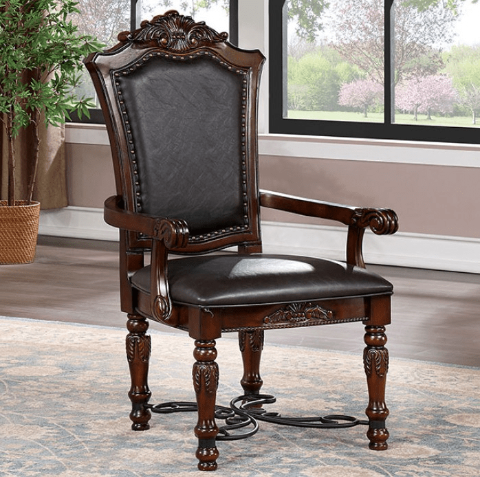 Picardy 9-Piece Traditional Double Pedestal Set - Brown Cherry