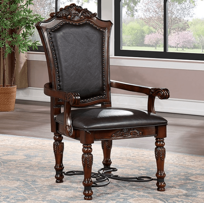Picardy Traditional Dining Arm Chair i Set of 2 - Brown Cherry & Black