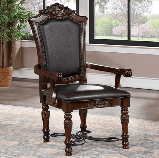 Picardy Traditional Dining Arm Chair i Set of 2 - Brown Cherry & Black