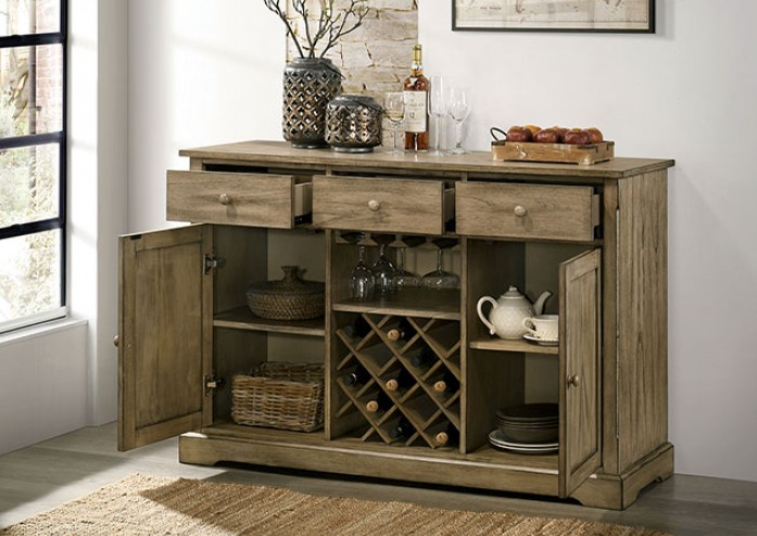Templemore Farmhouse Dining Server with Wine Storage - Light Brown