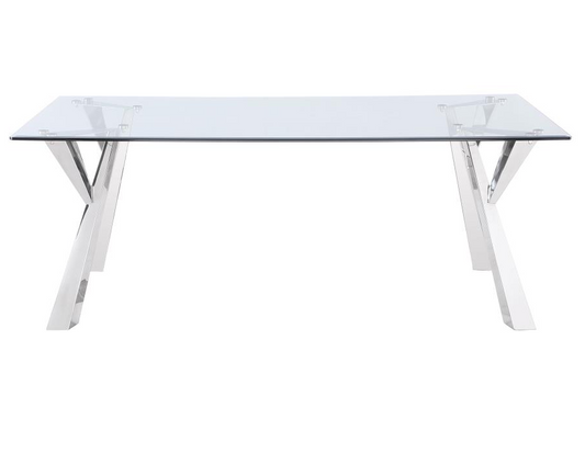 Alaia Rectangular Glass Top Dining Table Clear And Chrome