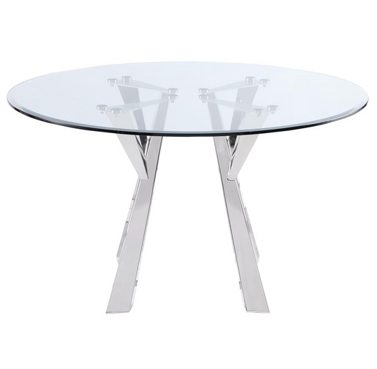 Alaia Round Glass Top Dining Table Clear And Chrome