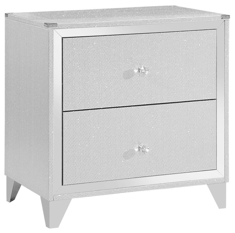 LaRue Upholstered Tufted Eastern King Panel Bed Silver