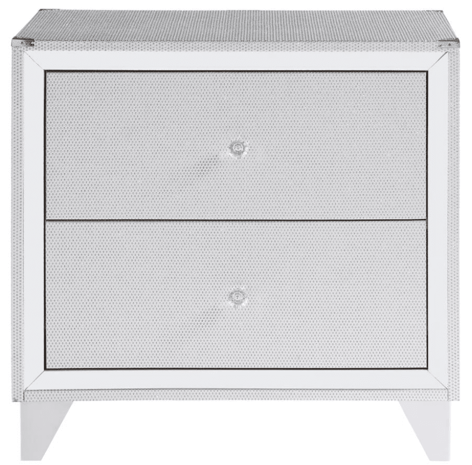 LaRue Upholstered Tufted Eastern King Panel Bed Silver