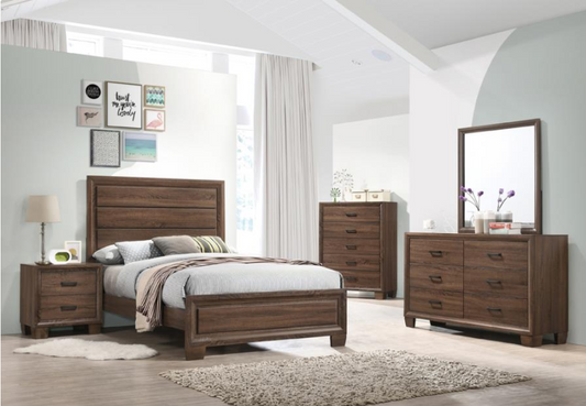 Ingrid Transitional Full Bedroom Set - Medium Brown