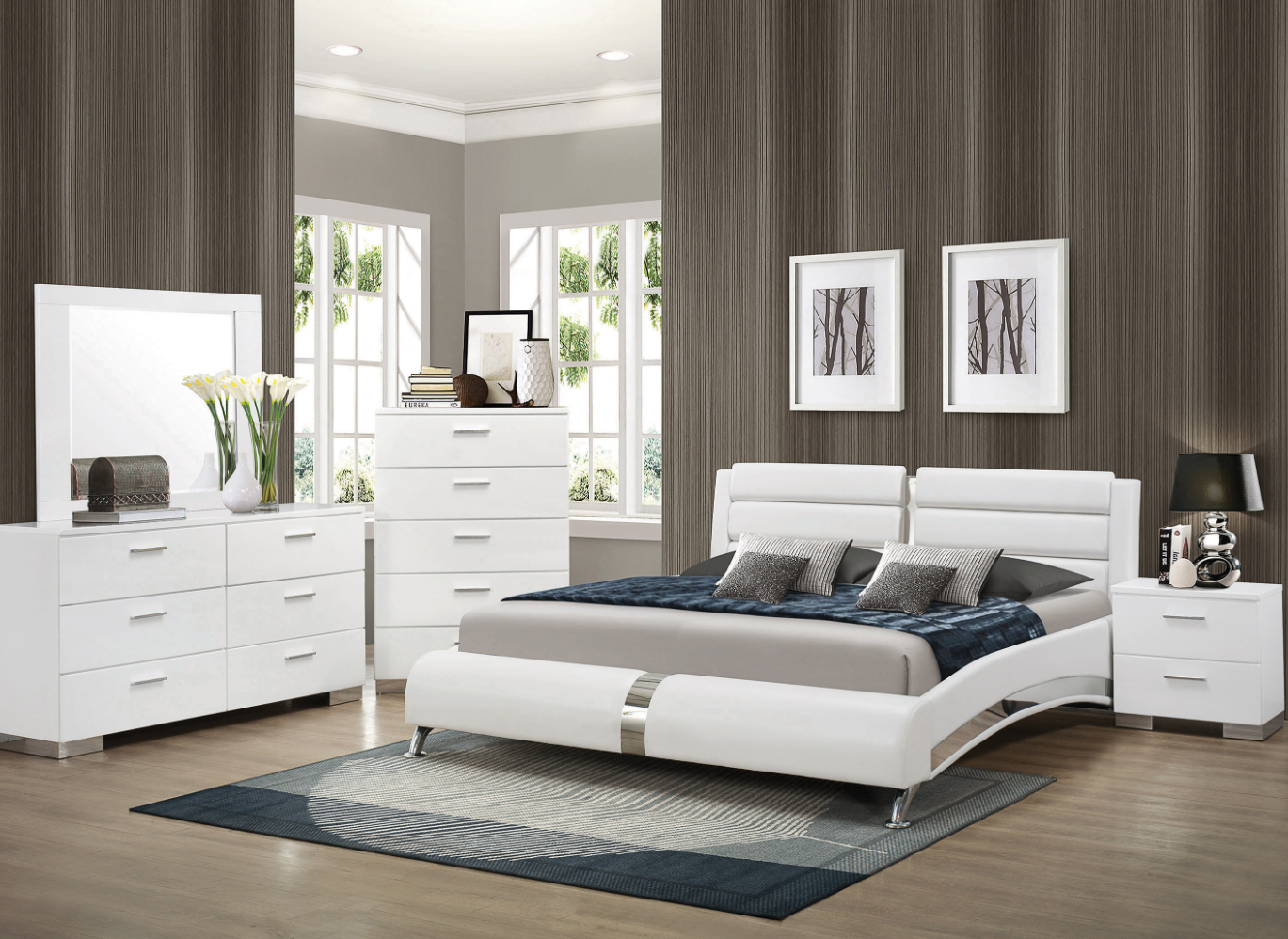 The Roxbury Modern Queen Bedroom Set - Glossy White