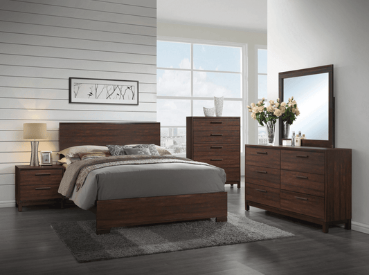 Adley Transitional Bed in Rustic Tobacco