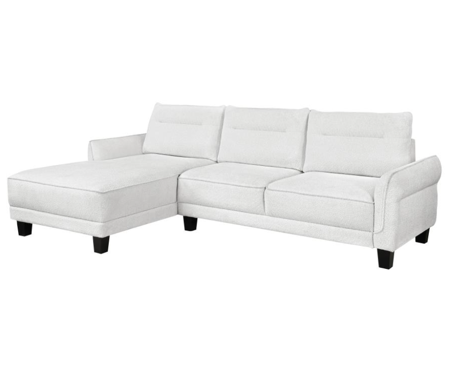Caspian Upholstered Curved Arms Sectional Sofa White and Black