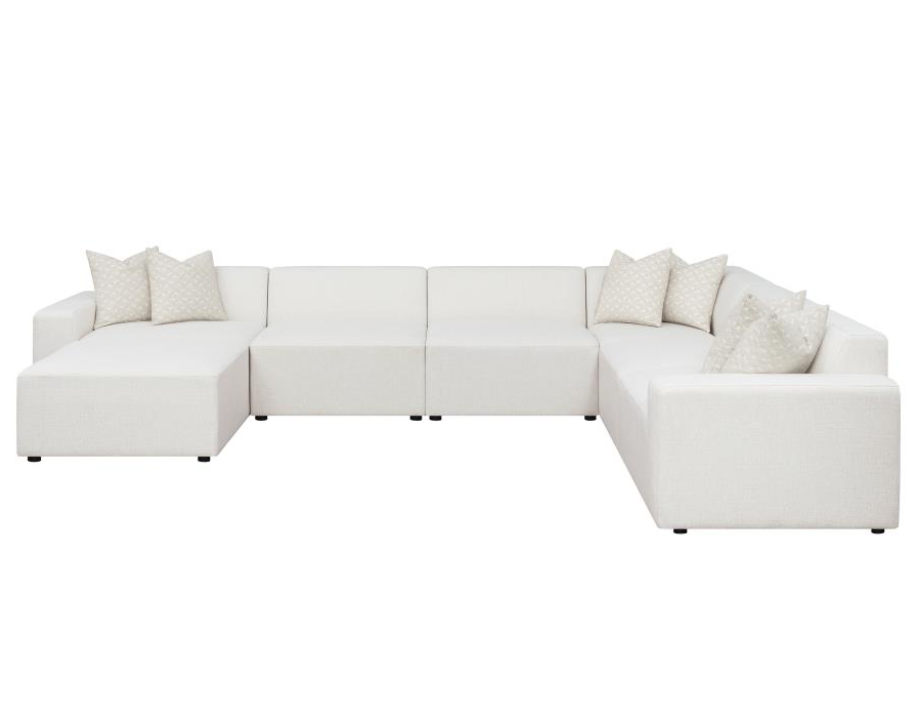 Sunny 7pc Modular Sectional in White Faux Sheep Skin