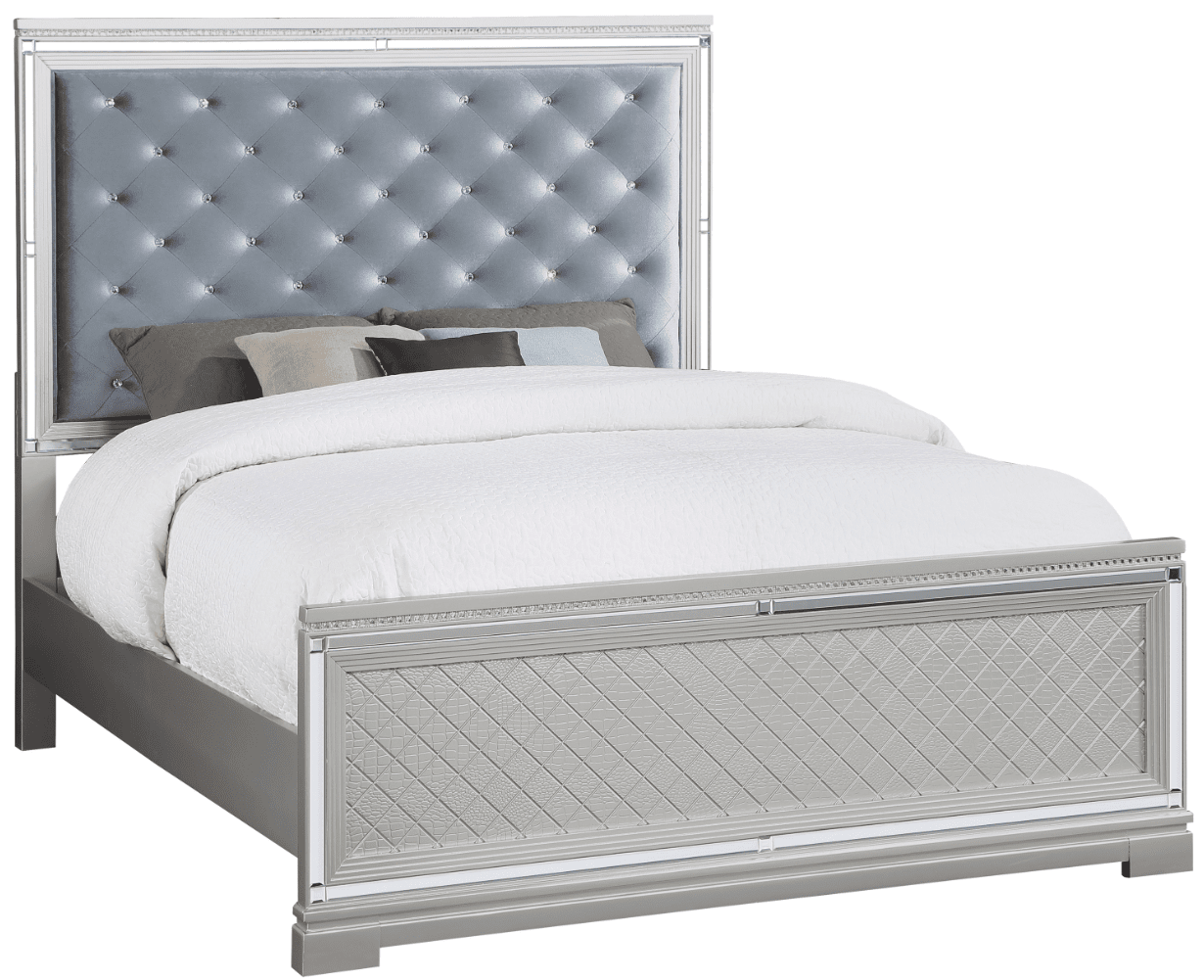 Eleanor Queen Size Glam Bedroom Set - Silver