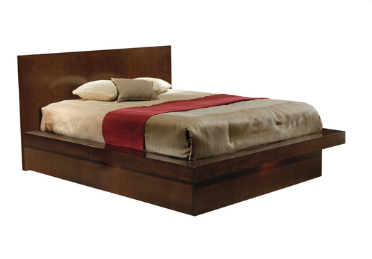 Jessica King Platform Bed With Rail Seating in Cappuccino