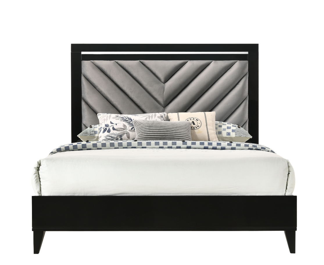 ACME Chelsie Modern Queen Bedroom Set with Silver Trim