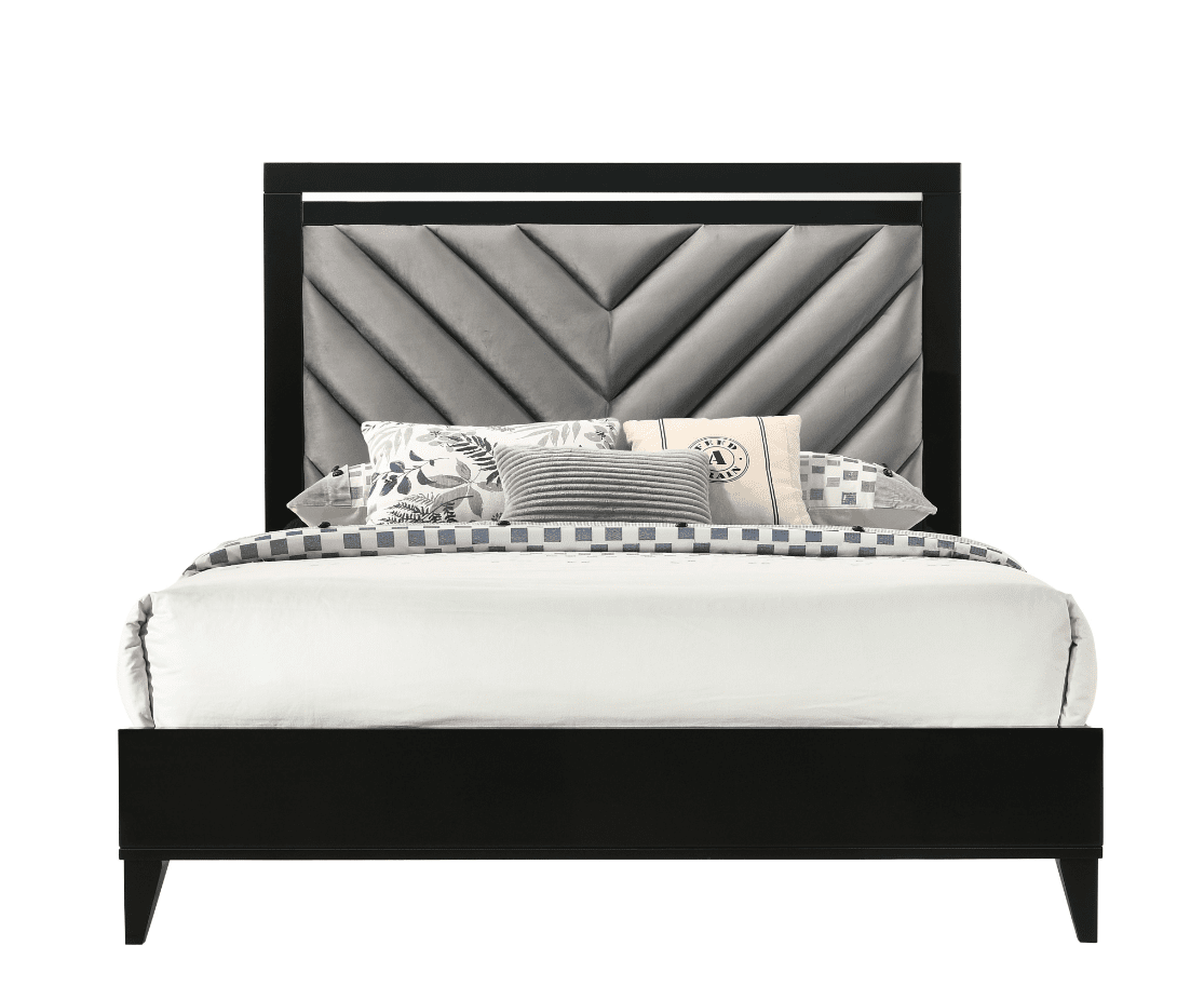 ACME Chelsie Modern Black King Bed with Silver Trim - 27407